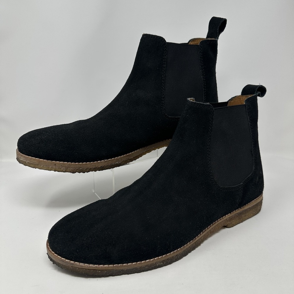 Hounds & Hammer Chelsea Boots Mens Size‎ 11 Black Suede Leather Elastic Gore